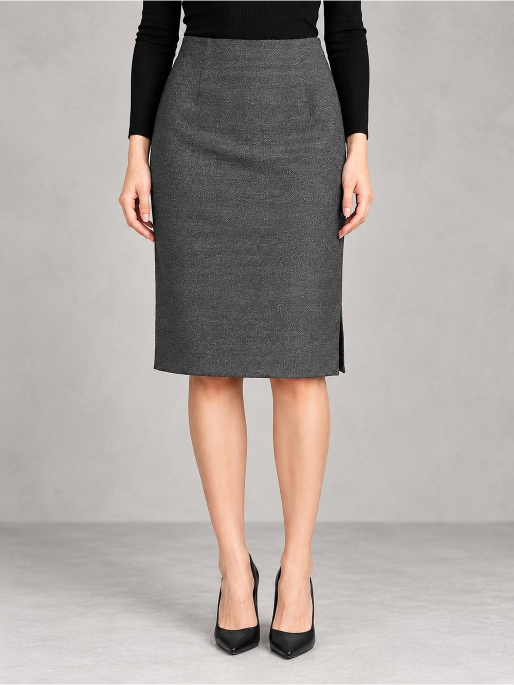 Gianfranco Ferré Studio Vintage Metallic Charcoal Pencil Skirt — Made in Italy